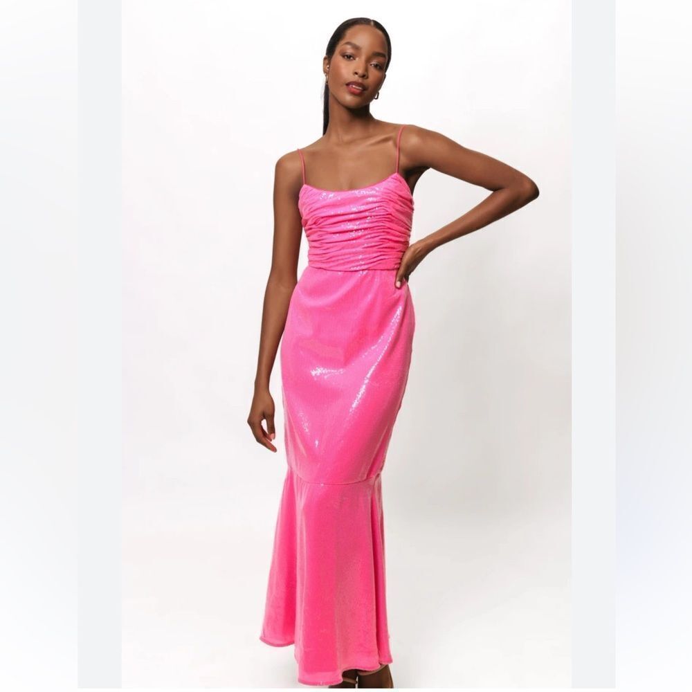 Nwt Hutch Tylia Dress Pink Sequins Maxi Dress Anthropologie Size 6